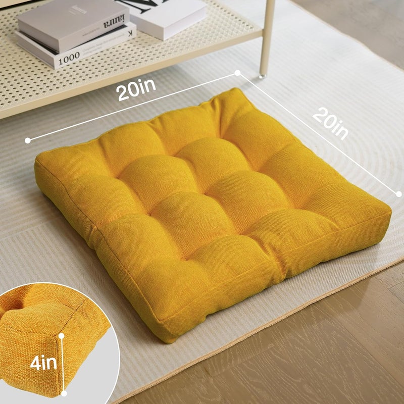 Tromlycs Floor Pillow Seating Cushions for Adults Set of 2 Sitting Large Square Pillow Gel Memory Foam 20 x 20 x 4 Inch Yellow - Image 3